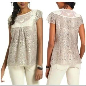 Anthropologie HD in Paris Lace/Mesh Top size 2 EUC